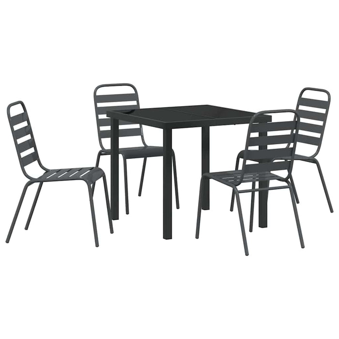 Set de dining pentru grădină, 5 piese, , gri închis, din oțel. - WALTI WALTI