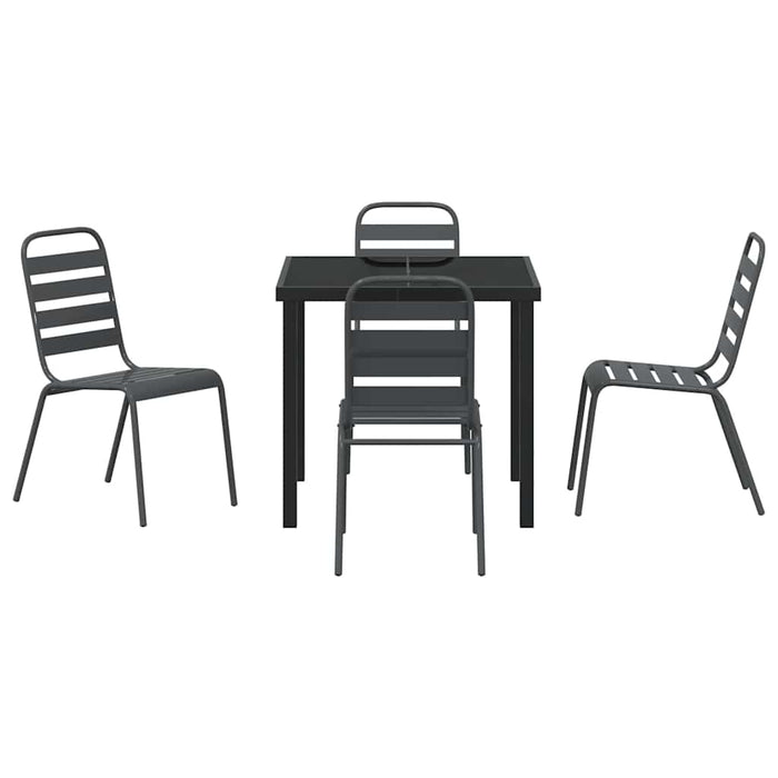 Set de dining pentru grădină, 5 piese, , gri închis, din oțel. - WALTI WALTI
