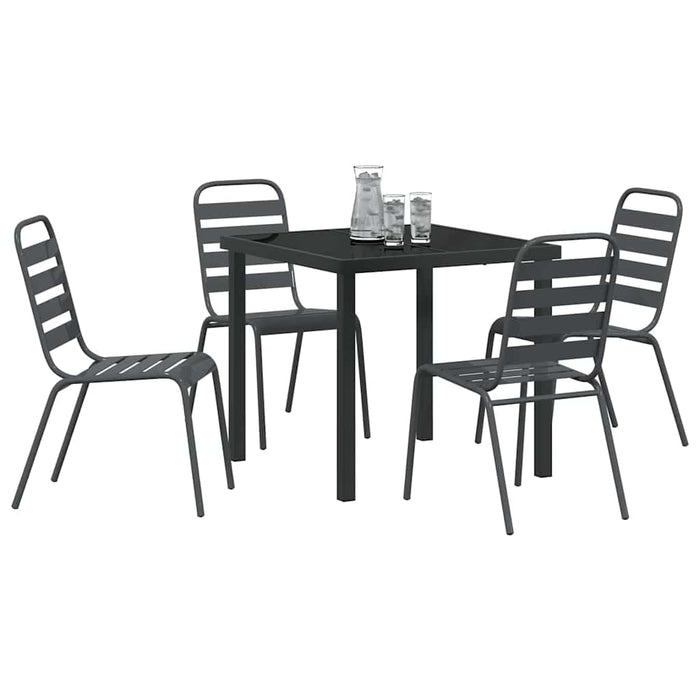 Set de dining pentru grădină, 5 piese, , gri închis, din oțel. - WALTI WALTI