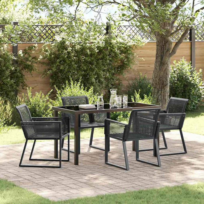Set de masă pentru grădină 5 pcs Negru Rattan poli - WALTI WALTI
