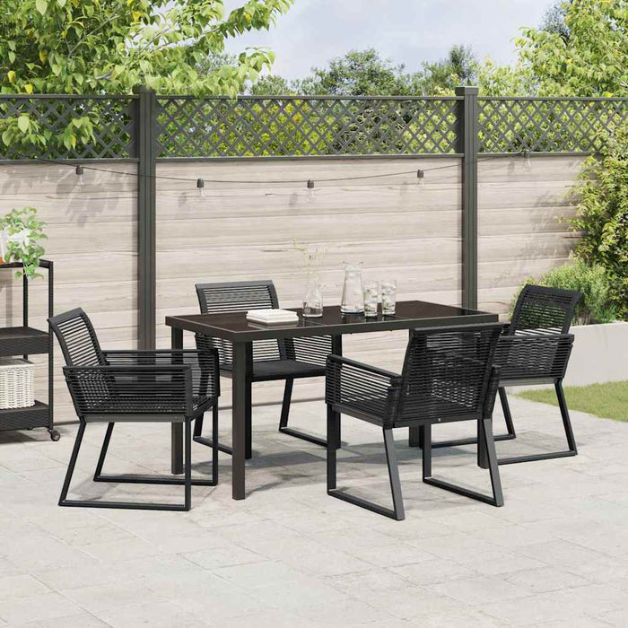 Set de masă pentru grădină 5 pcs Negru Rattan poli - WALTI WALTI