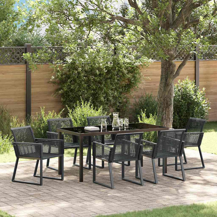 Set de masă pentru grădină 7 pcs Negru - WALTI WALTI