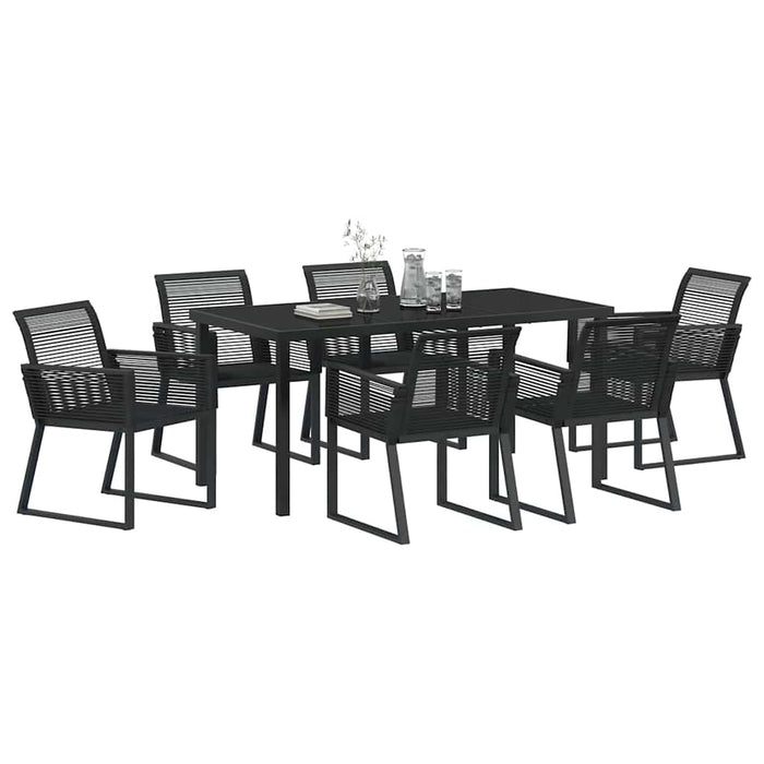 Set de masă pentru grădină 7 pcs Negru - WALTI WALTI