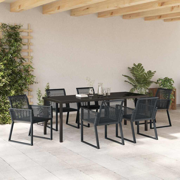 Set de masă pentru grădină 7 pcs Negru - WALTI WALTI