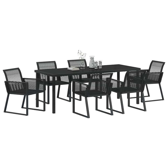 Set de masă pentru grădină 7 pcs Negru - WALTI WALTI