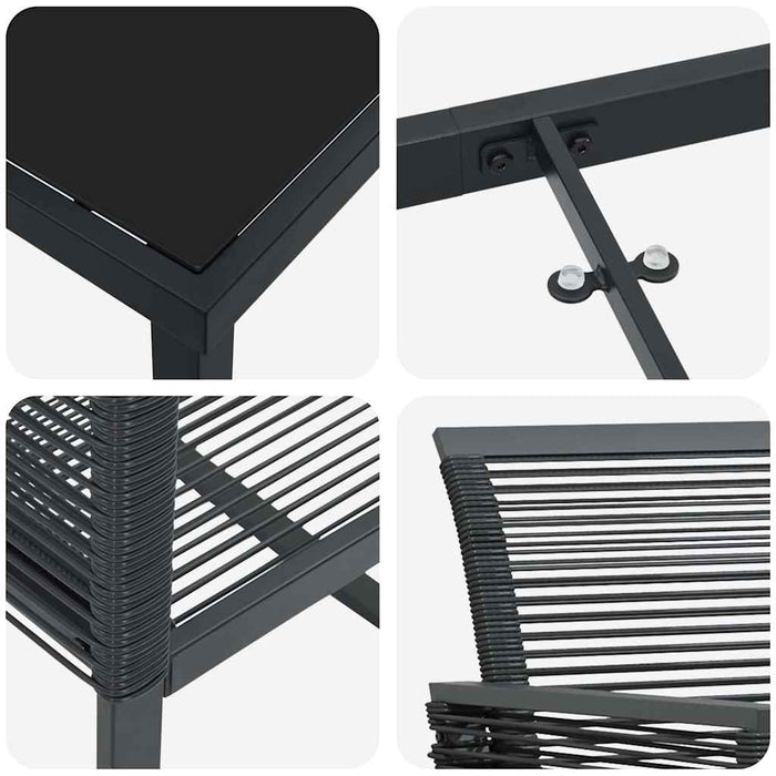 Set de masă pentru grădină 9 pcs Negru - WALTI WALTI