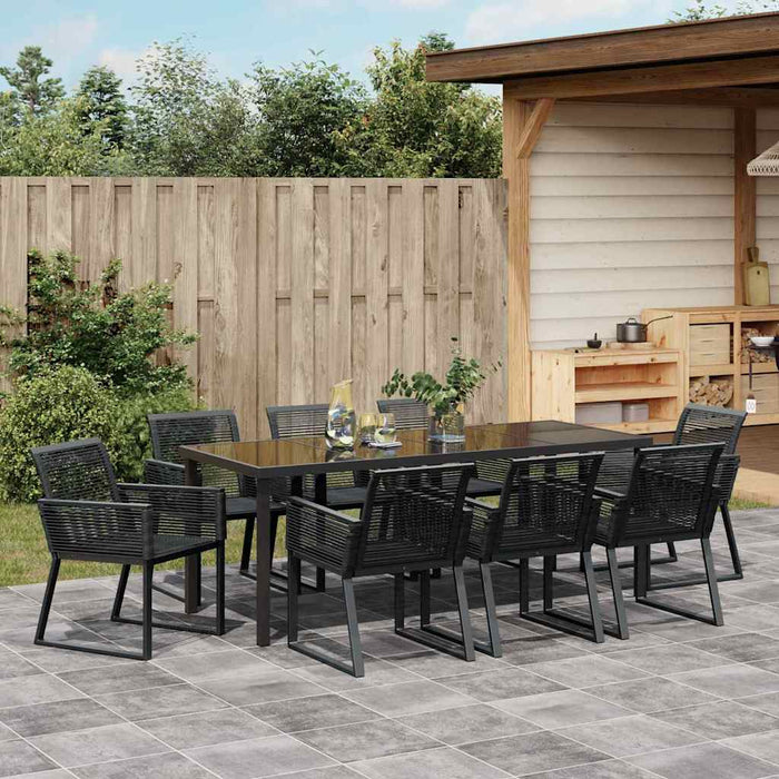 Set de masă pentru grădină 9 pcs Negru - WALTI WALTI