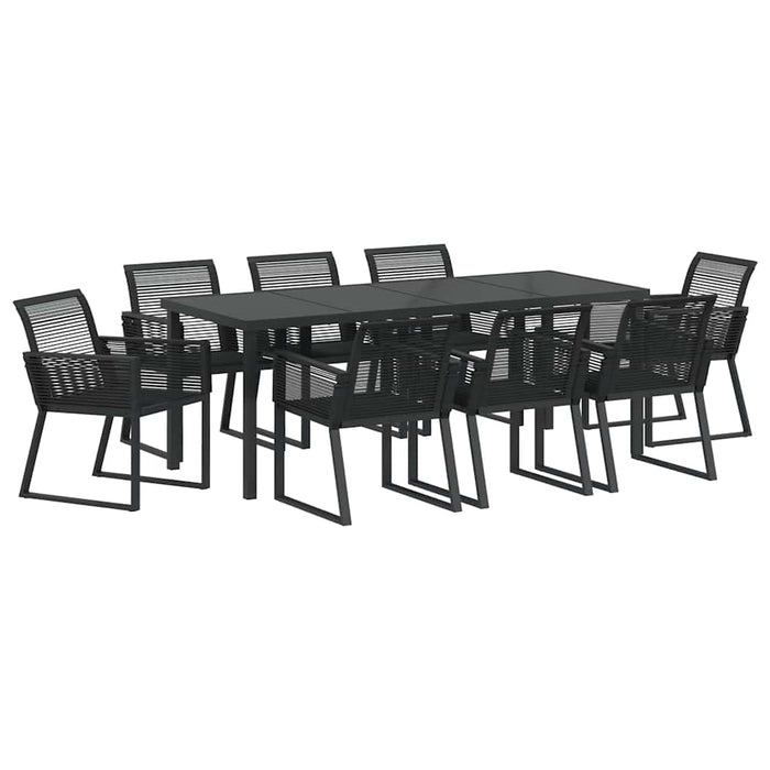 Set de masă pentru grădină 9 pcs Negru - WALTI WALTI