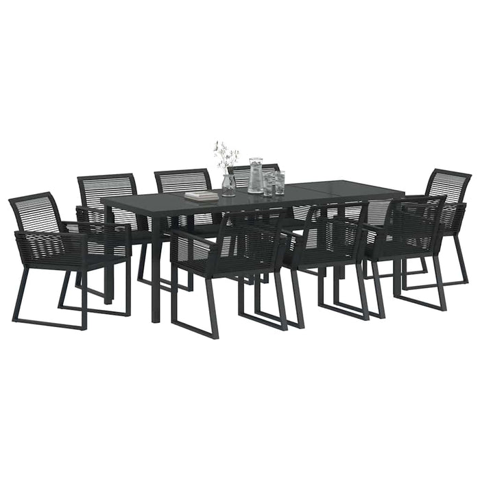 Set de masă pentru grădină 9 pcs Negru - WALTI WALTI