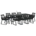 Set de masă pentru grădină 9 pcs Negru - WALTI WALTI