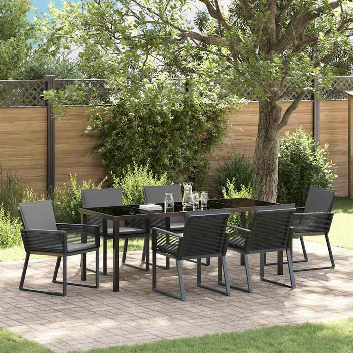 Set de masă pentru grădină 7 pcs Negru - WALTI WALTI