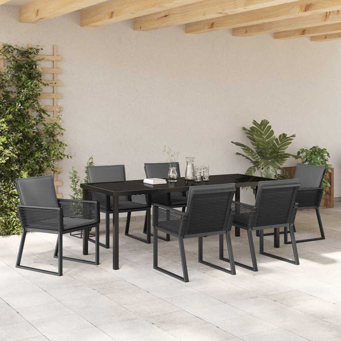 Set de masă pentru grădină 7 pcs Negru - WALTI WALTI