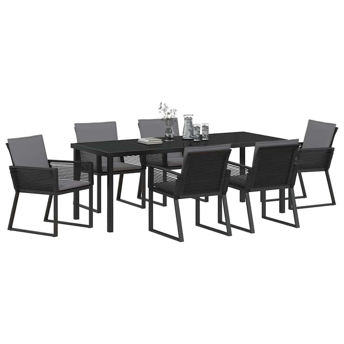 Set de masă pentru grădină 7 pcs Negru - WALTI WALTI