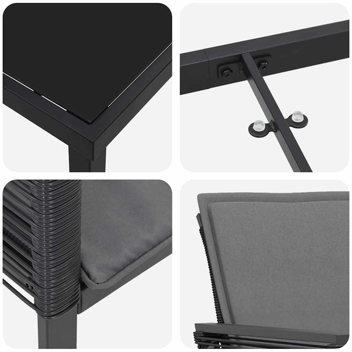 Set de masă pentru grădină 9 pcs Negru - WALTI WALTI