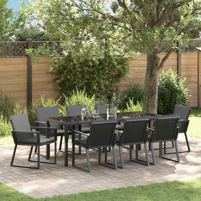Set de masă pentru grădină 9 pcs Negru - WALTI WALTI