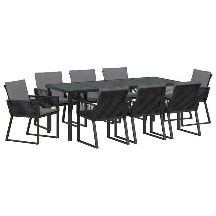 Set de masă pentru grădină 9 pcs Negru - WALTI WALTI