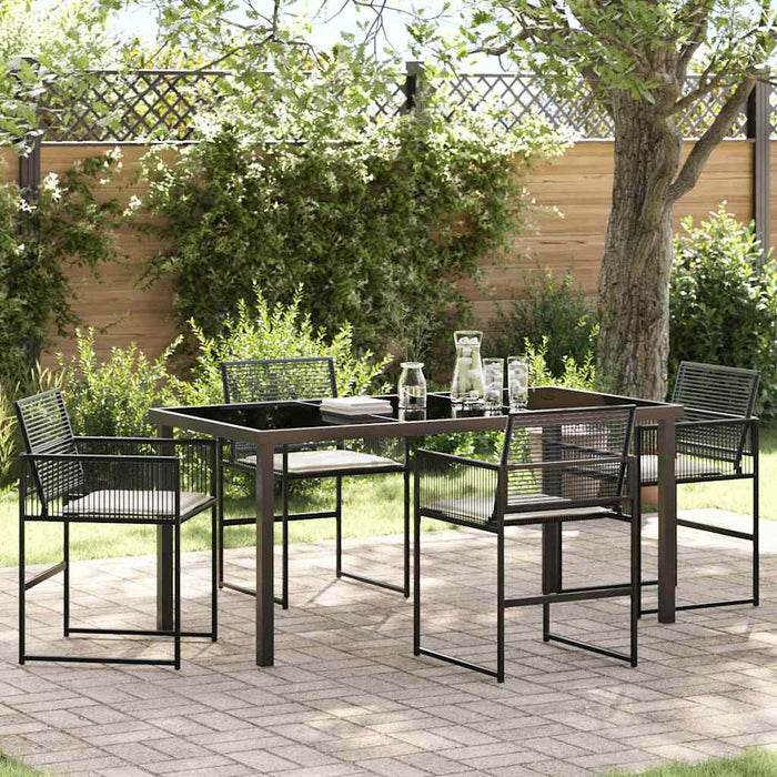 Set de masă pentru grădină 5 pcs Negru poliratan WALTI
