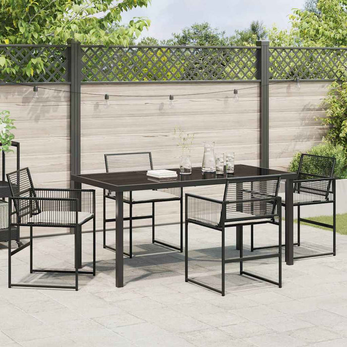 Set de masă pentru grădină 5 pcs Negru poliratan WALTI