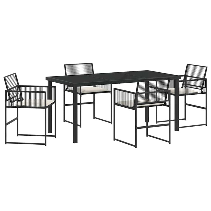 Set de masă pentru grădină 5 pcs Negru poliratan WALTI