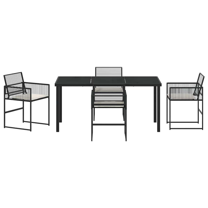 Set de masă pentru grădină 5 pcs Negru poliratan WALTI
