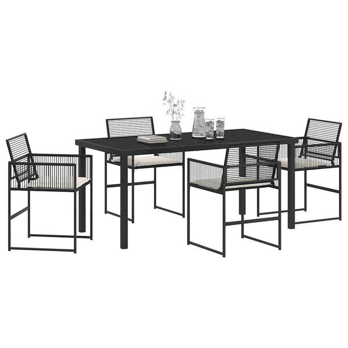Set de masă pentru grădină 5 pcs Negru poliratan WALTI