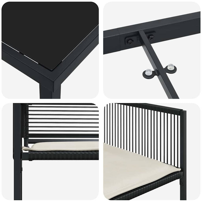 Set de masă pentru grădină 9 pcs Negru - WALTI WALTI