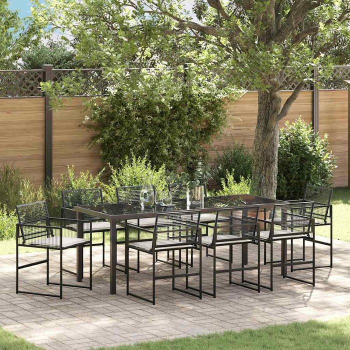 Set de masă pentru grădină 9 pcs Negru - WALTI WALTI