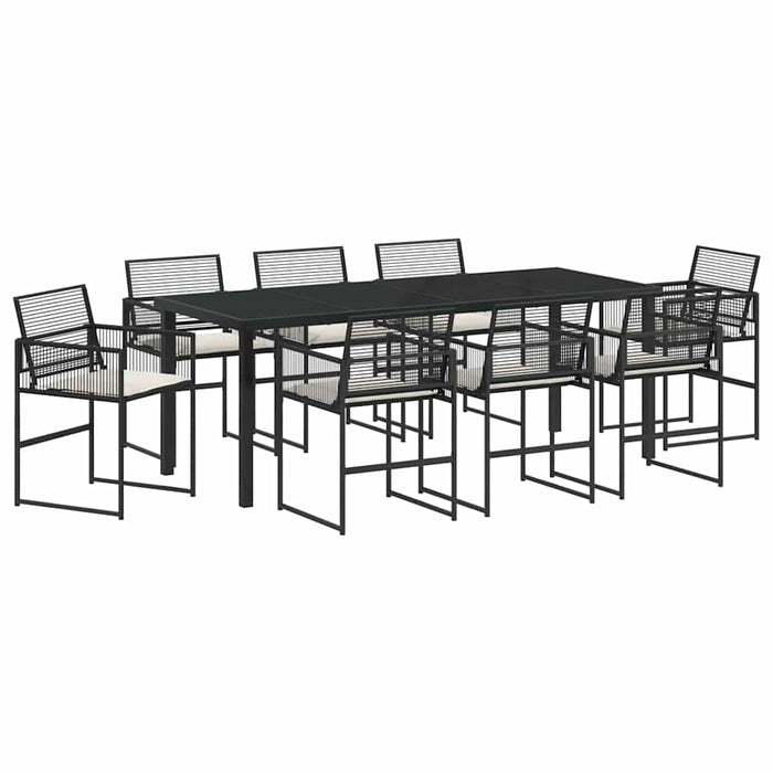 Set de masă pentru grădină 9 pcs Negru - WALTI WALTI