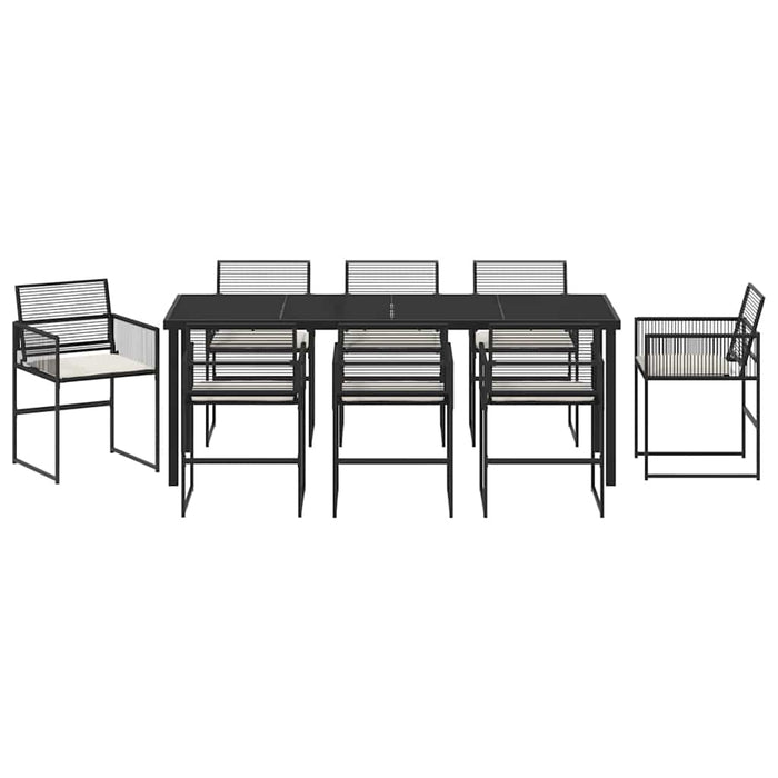 Set de masă pentru grădină 9 pcs Negru - WALTI WALTI