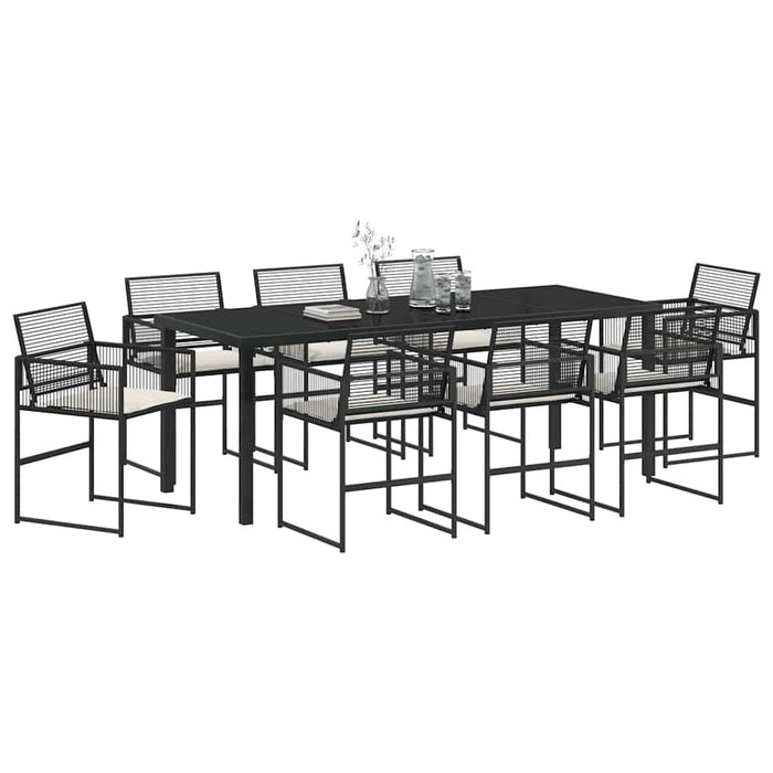 Set de masă pentru grădină 9 pcs Negru - WALTI WALTI
