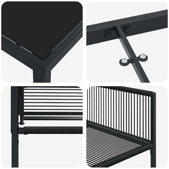 Set de masă pentru grădină 9 pcs Negru - WALTI WALTI
