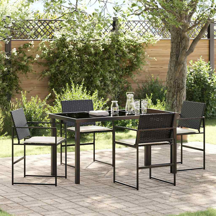 Set de masă pentru grădină 5 pcs Negru Rattan poli - WALTI WALTI