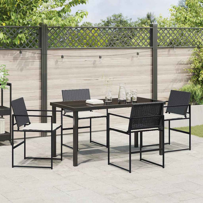 Set de masă pentru grădină 5 pcs Negru Rattan poli - WALTI WALTI