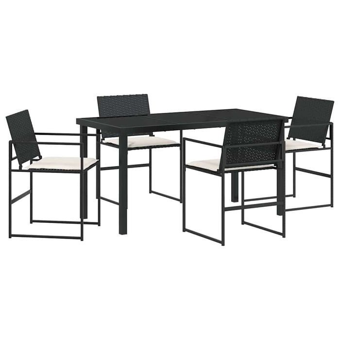 Set de masă pentru grădină 5 pcs Negru Rattan poli - WALTI WALTI