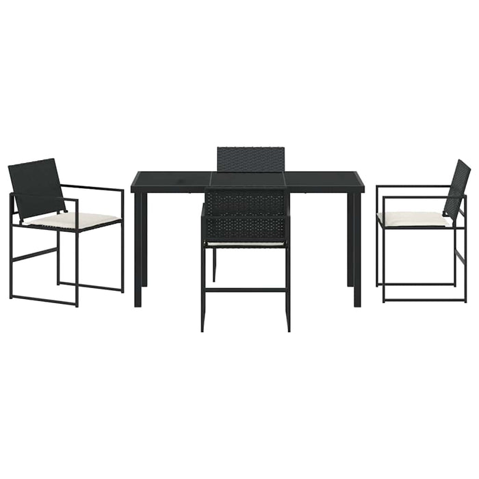 Set de masă pentru grădină 5 pcs Negru Rattan poli - WALTI WALTI