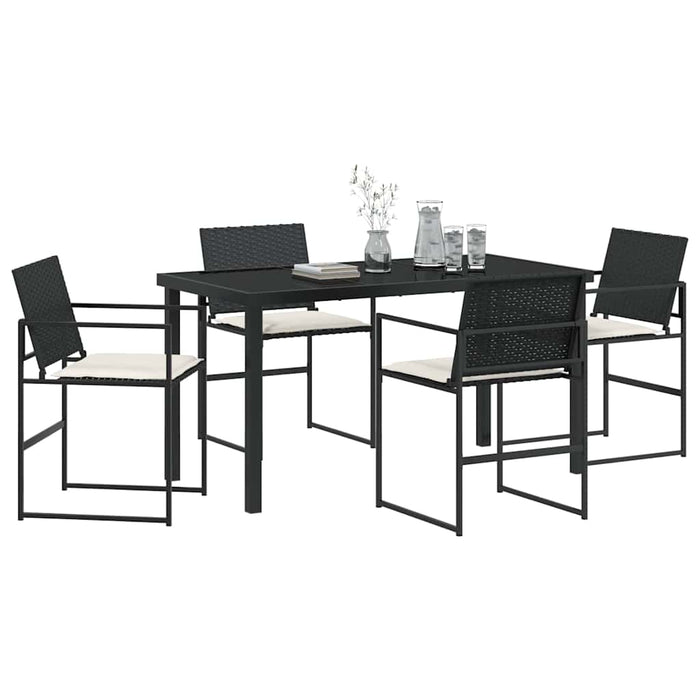Set de masă pentru grădină 5 pcs Negru Rattan poli - WALTI WALTI