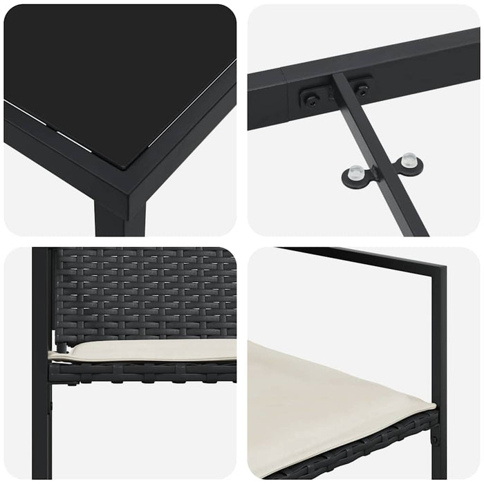 Set de masă pentru grădină 5 pcs Negru și Crem poliratan WALTI