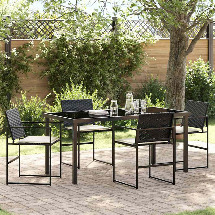 Set de masă pentru grădină 5 pcs Negru și Crem poliratan WALTI