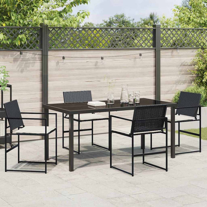 Set de masă pentru grădină 5 pcs Negru și Crem poliratan WALTI