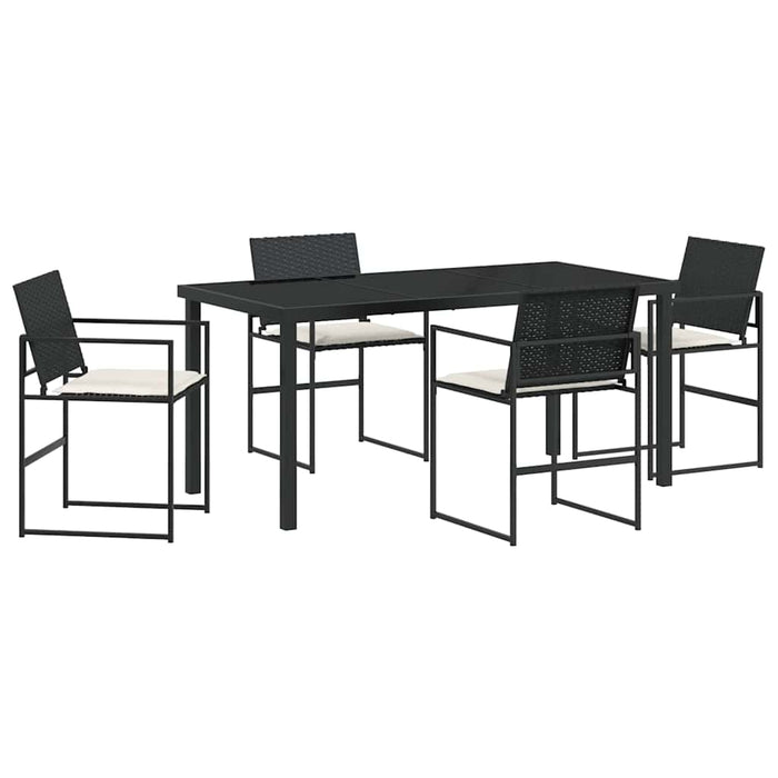 Set de masă pentru grădină 5 pcs Negru și Crem poliratan WALTI
