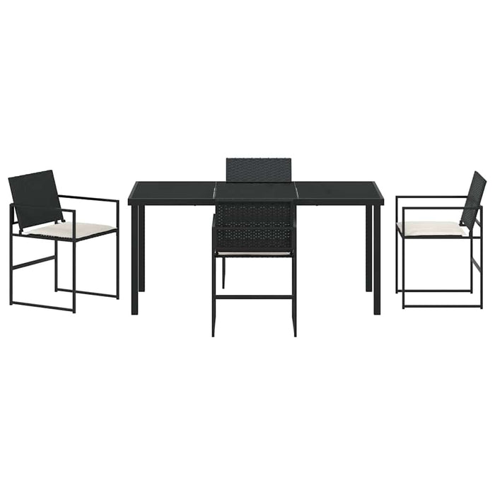 Set de masă pentru grădină 5 pcs Negru și Crem poliratan WALTI