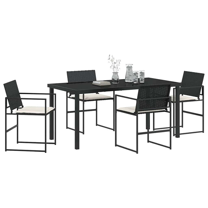 Set de masă pentru grădină 5 pcs Negru și Crem poliratan WALTI