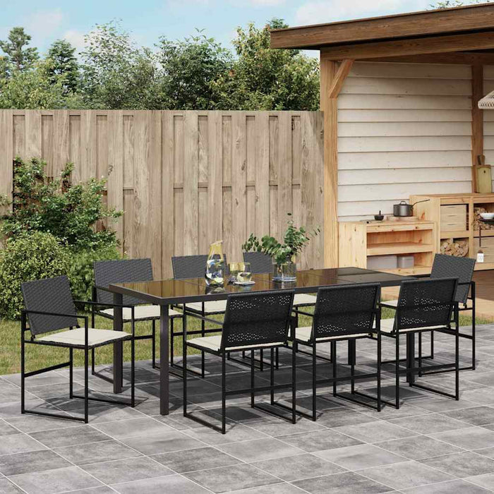 Set de masă pentru grădină 9 pcs Negru - WALTI WALTI