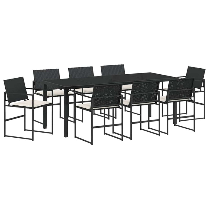 Set de masă pentru grădină 9 pcs Negru - WALTI WALTI