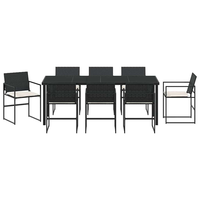 Set de masă pentru grădină 9 pcs Negru - WALTI WALTI