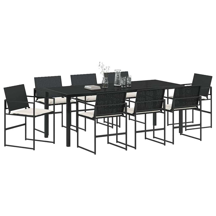 Set de masă pentru grădină 9 pcs Negru - WALTI WALTI