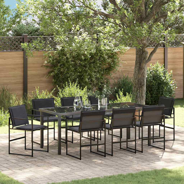 Set de masă pentru grădină 9 pcs Negru - WALTI WALTI