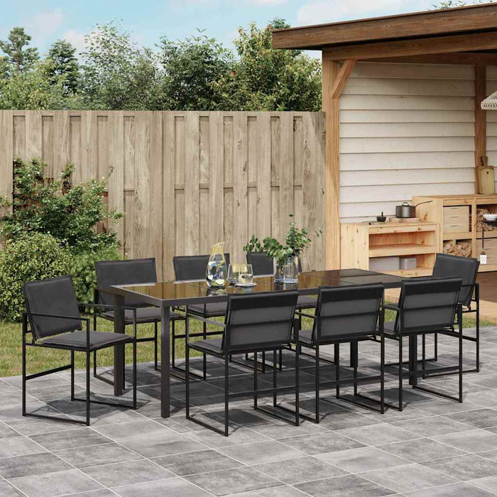 Set de masă pentru grădină 9 pcs Negru - WALTI WALTI