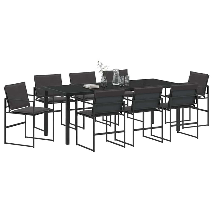Set de masă pentru grădină 9 pcs Negru - WALTI WALTI