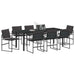 Set de masă pentru grădină 9 pcs Negru - WALTI WALTI